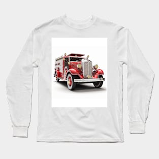 Art Deco Fire Truck Long Sleeve T-Shirt